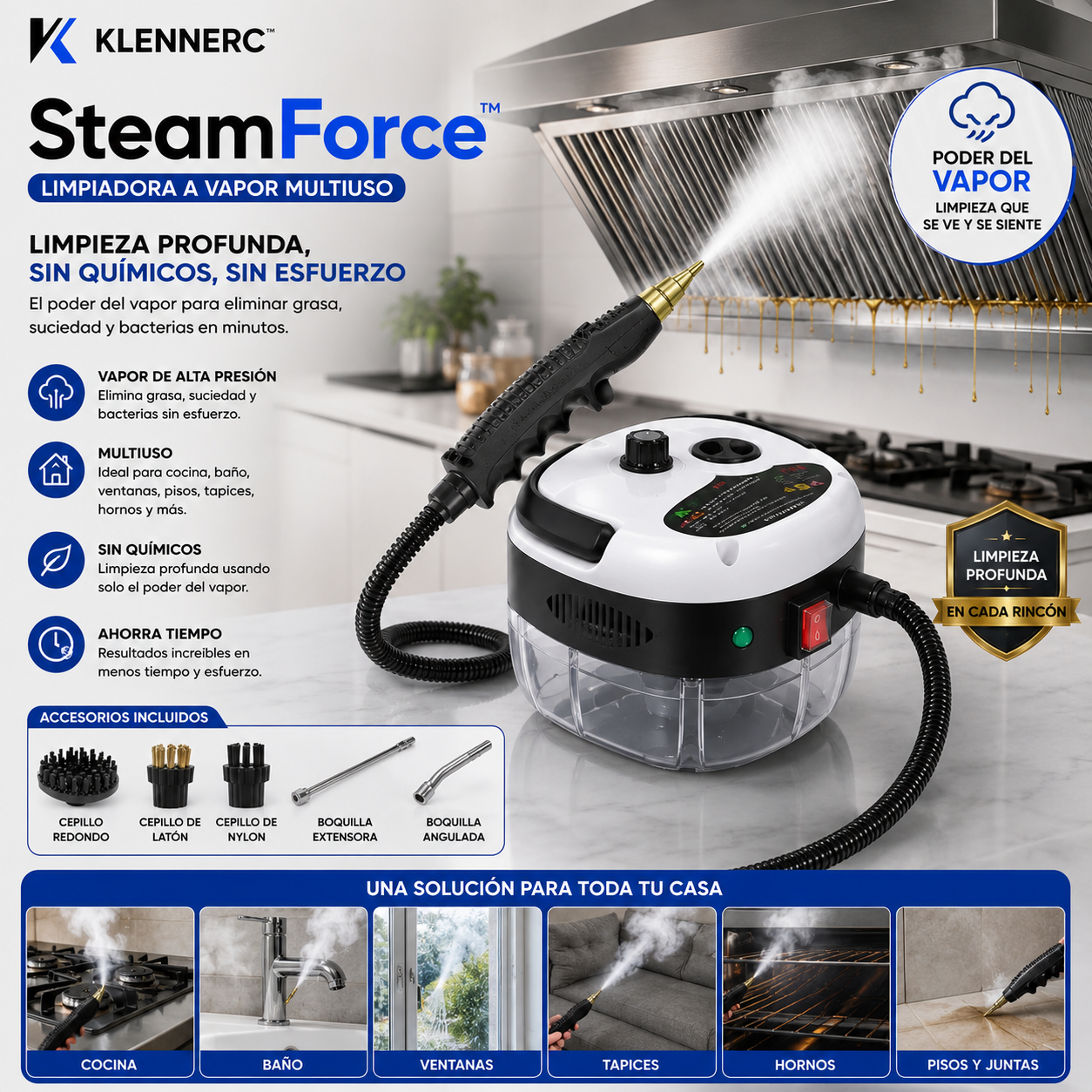 SteamForce™ Limpiadora A Vapor Multiuso Elimina Gra