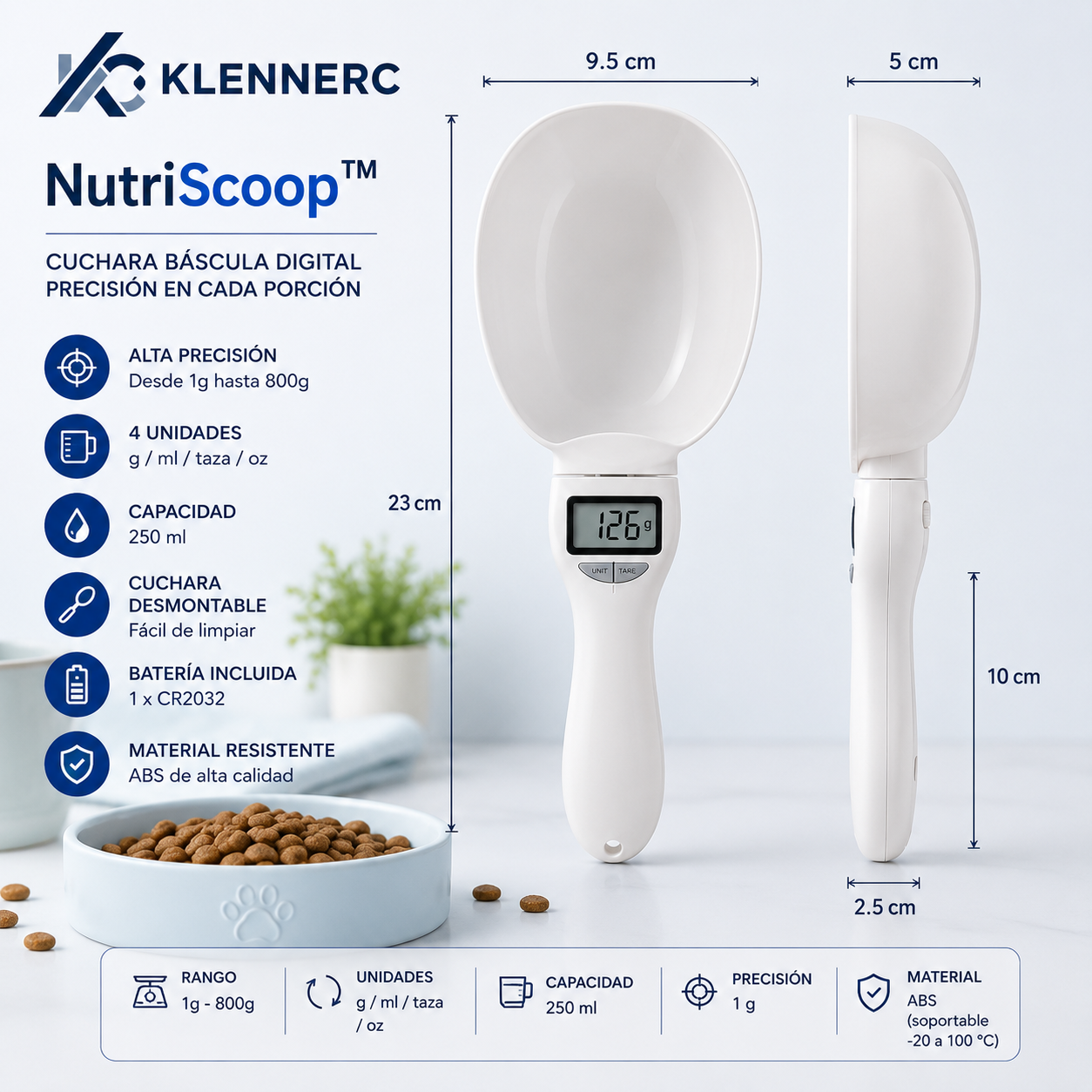NutriScoop™ Cuchara Bascula Cocina/Mascota 800gr