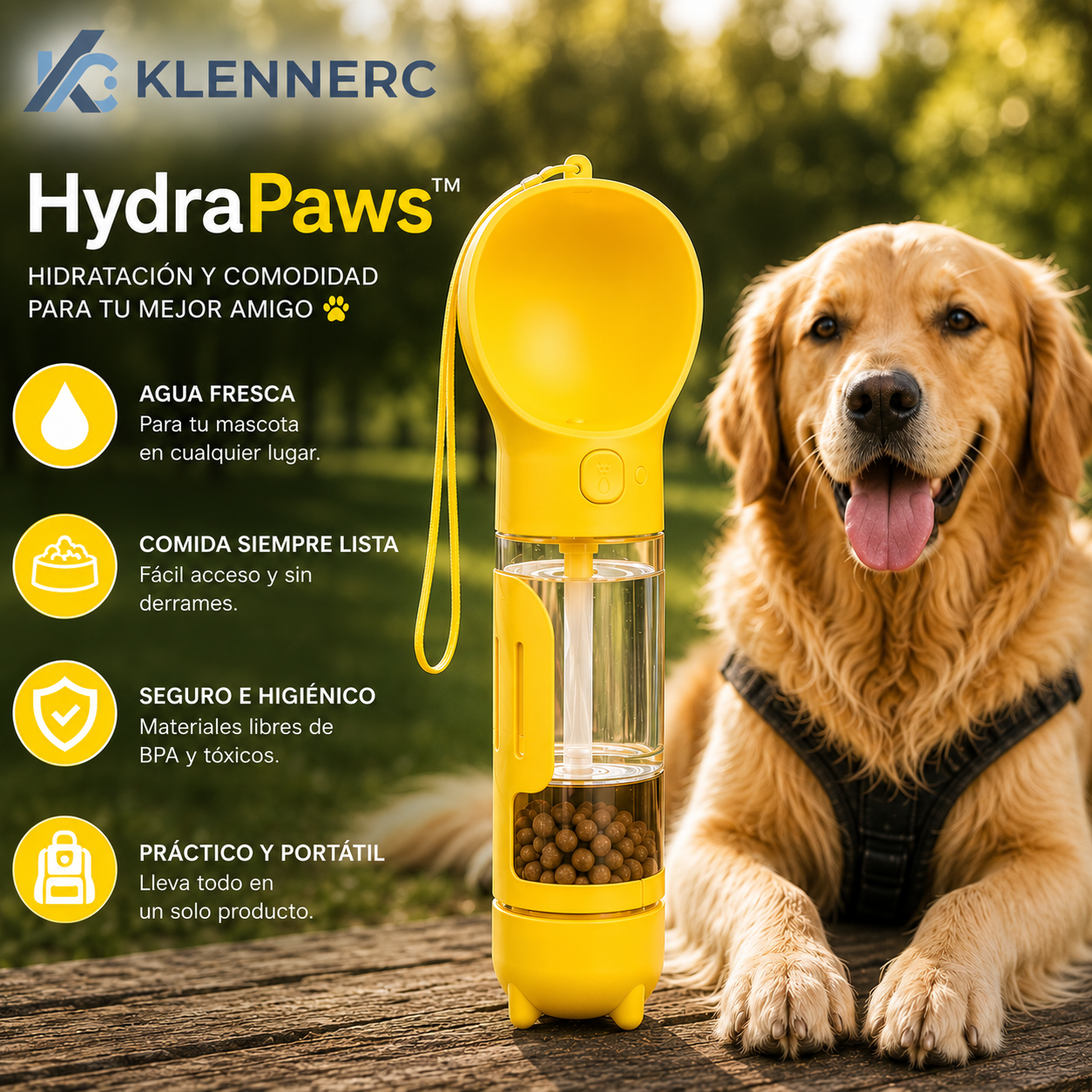 HydraPaws™ Botella De Agua Para Mascota 4 en1