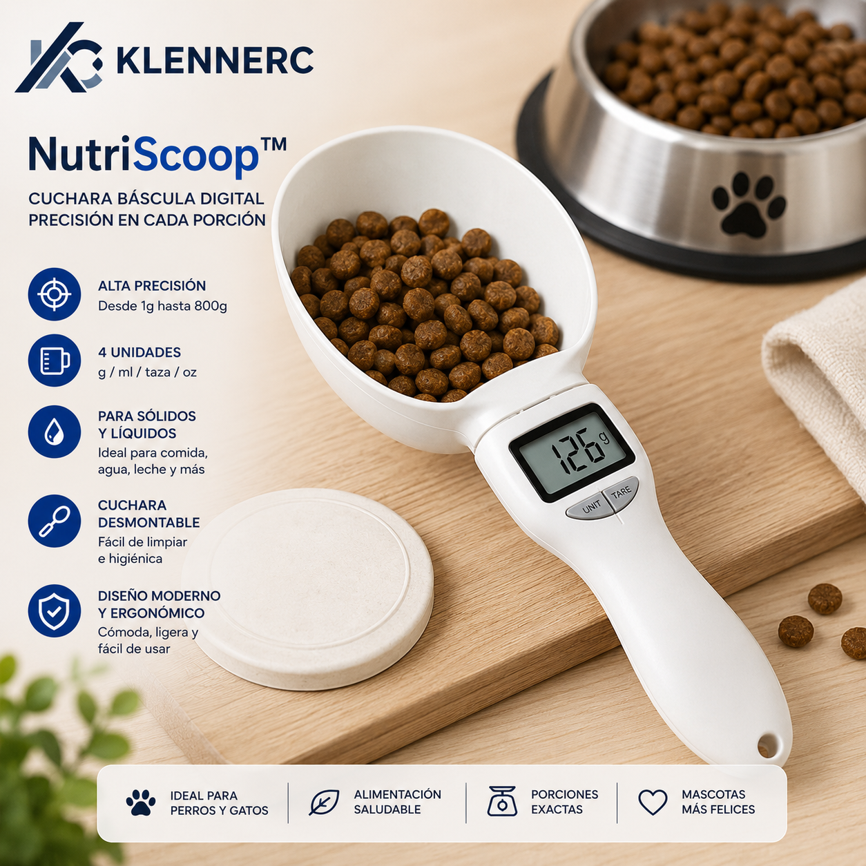 NutriScoop™ Cuchara Bascula Cocina/Mascota 800gr