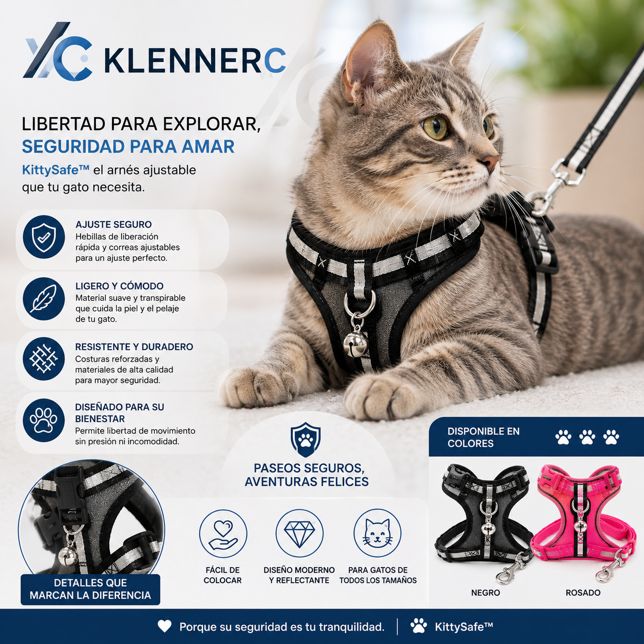 KittySafe™ Pechera Arnes Ajustable Para Gato