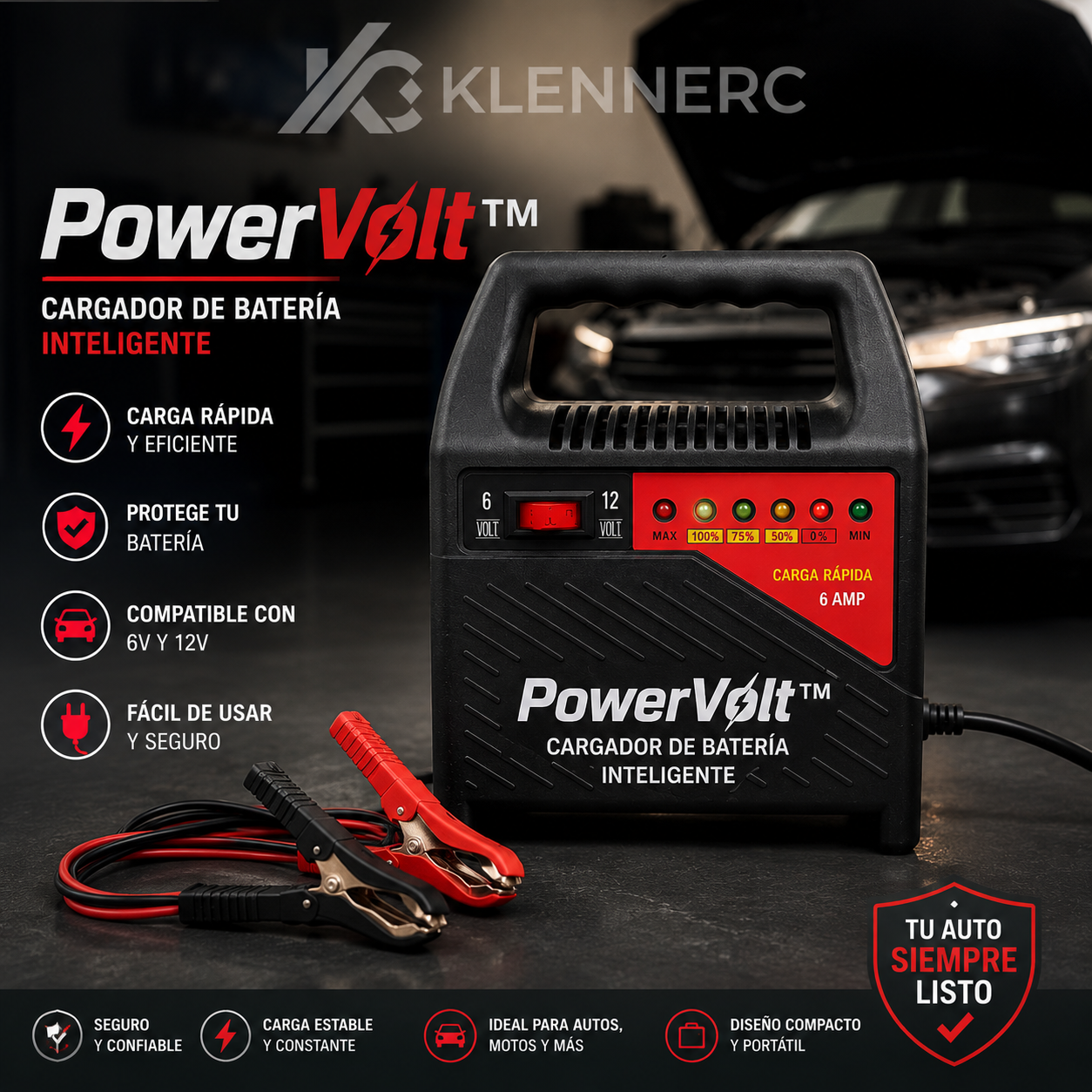 PowerVolt™ Cargador De Bateria De Coche