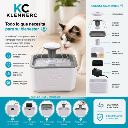 AquaPaws™ Fuente de Agua Electrica Cuadrada