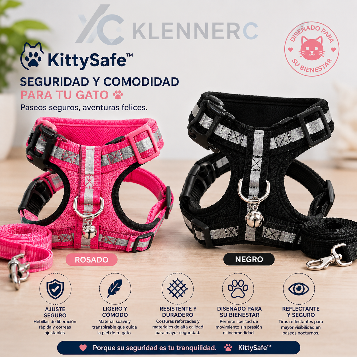 KittySafe™ Pechera Arnes Ajustable Para Gato