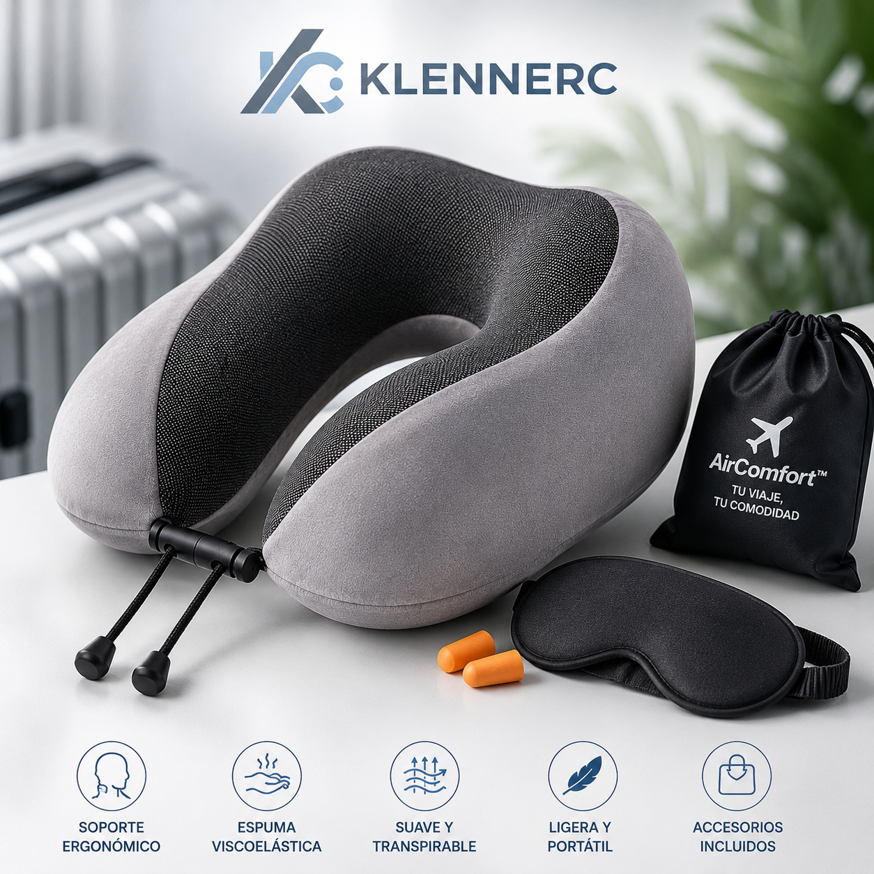 AirComfort™ Almohada de viaje para el cuello, gris