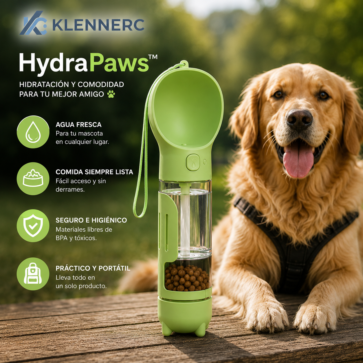 HydraPaws™ Botella De Agua Para Mascota 4 en1